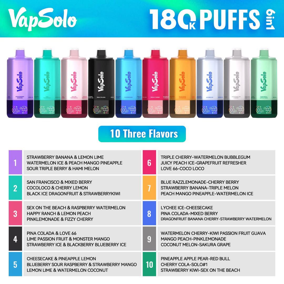 Tabela com as 10 combinações de sabores Vapsolo